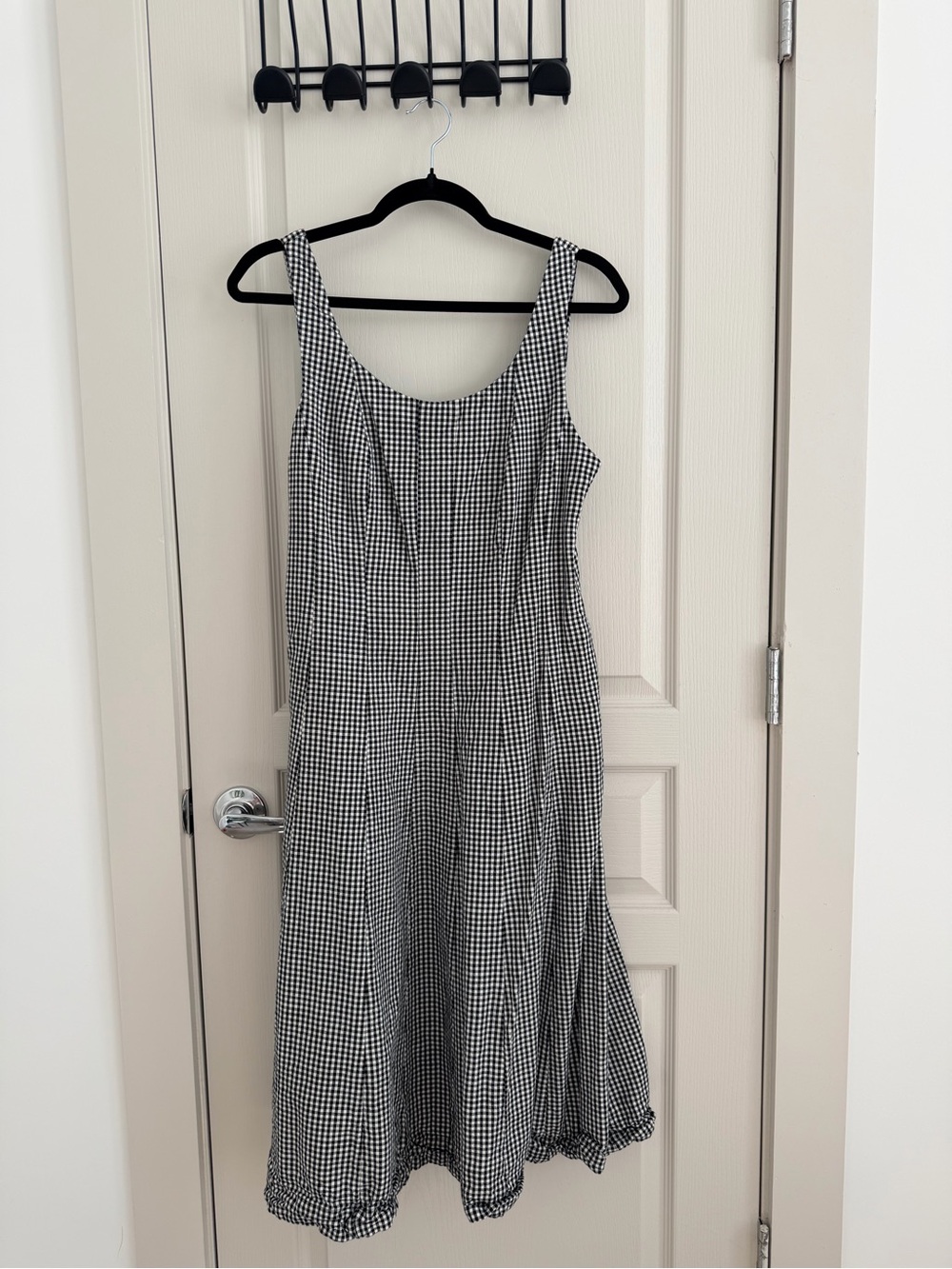Black & White Gingham Midi Dress - Sleeveless Scoop Neck A NEW DAY